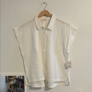 Lucky Brand White Sleeveless Button Down Blouse size XL